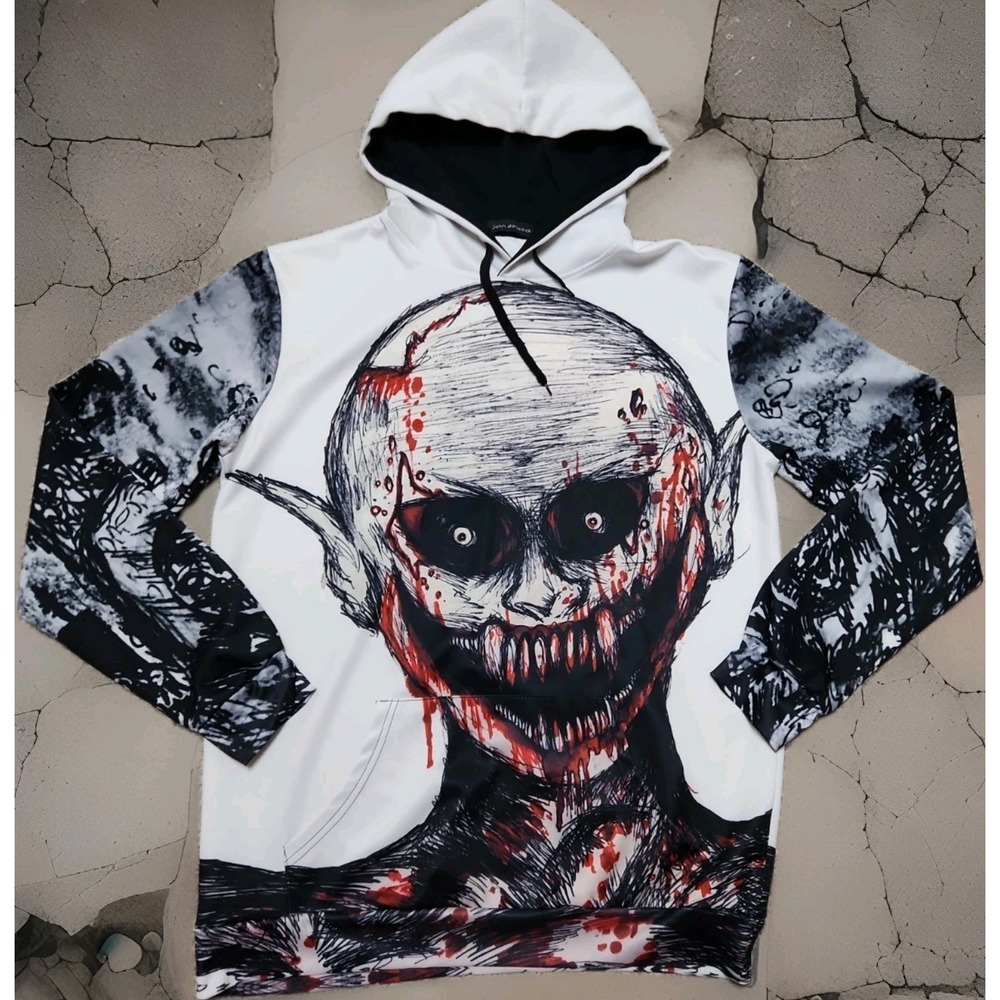John Hancock Mens XXL Hoodie Pullover Bloody Creeper Monster Horror Runs Small